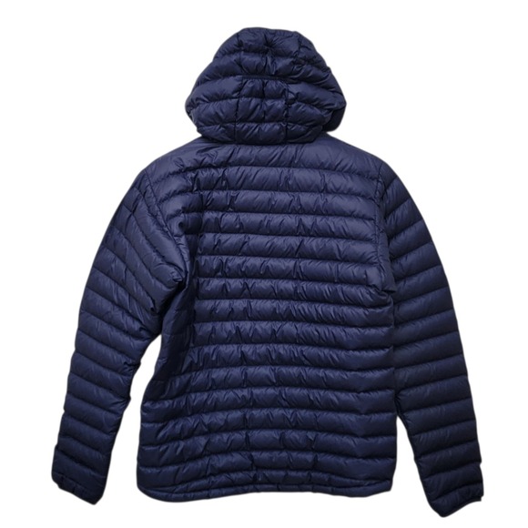 Rab Microlight Alpine Down Jacket Mens Small Navy Blue Hooded Pertex Lightweight - Picture 3 of 11